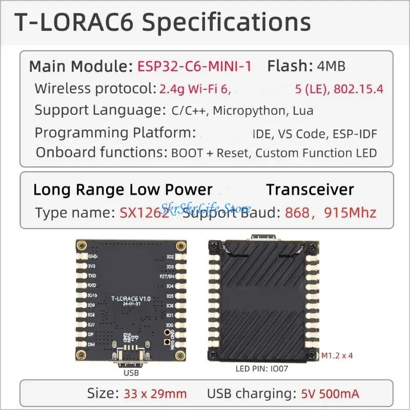 لوحة مطور E65E ESP32 MIN 1 لإنترنت الأشياء مع تكامل WiFi6 بسلاسة LE5 والوظائف
