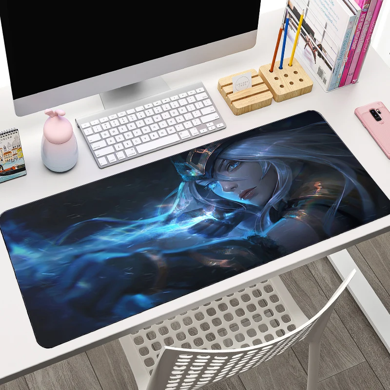 

League Of Legends Ashe Gaming Large Mouse Pad Laptop Gamer Accessories Desktop Mat PC Kawaii Girl Keyboard Mousepad Anime Carpet