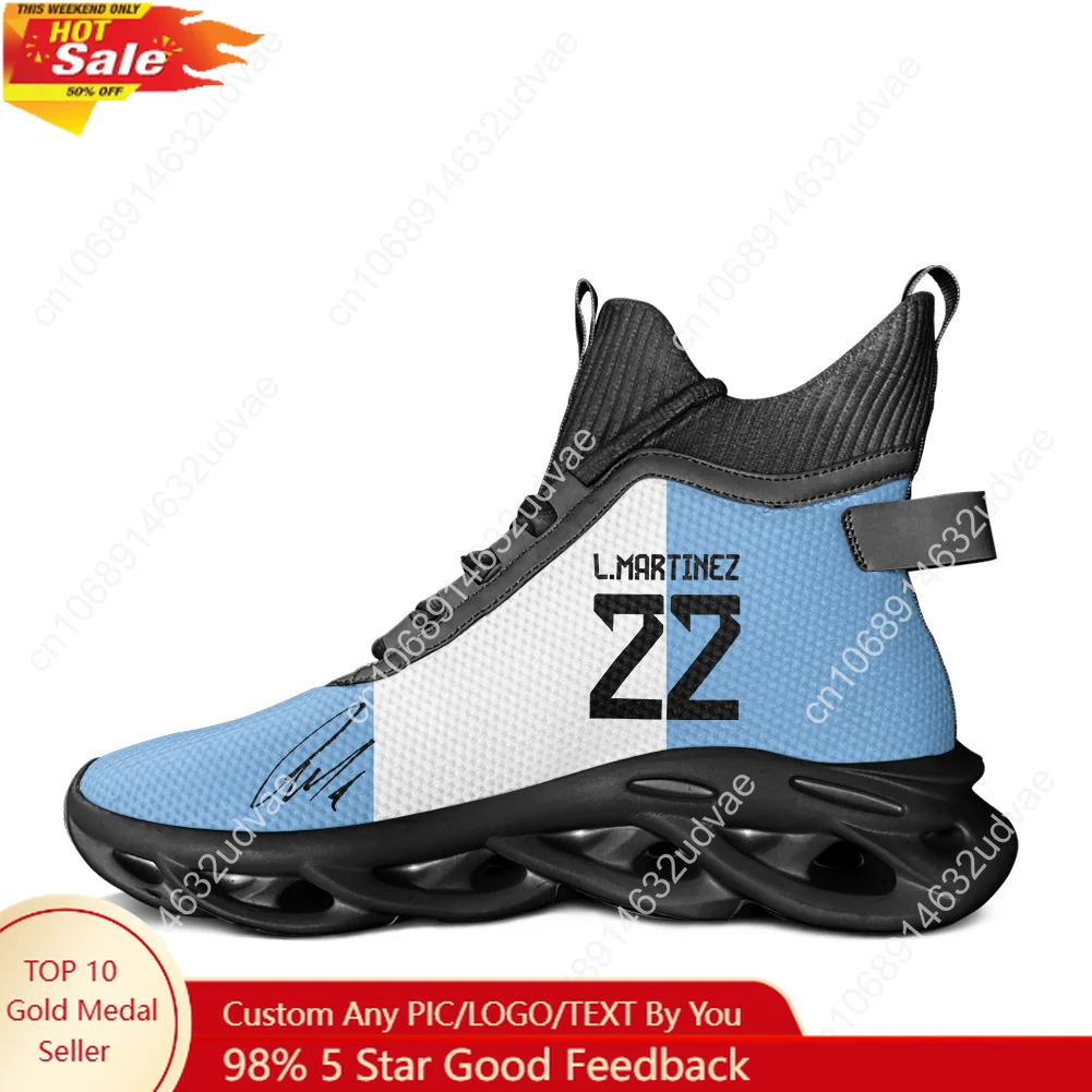 

Lautaro No.10 High Top Running Shoes Mens Womens Casual Sneaker Argentina Soccer Star Customized Made Elastic Sole Shoe Black