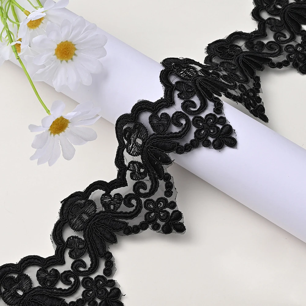 1Yard Golden Silver Car Bone Lace Trim Wedding Dress Veil Sequins Lace Fabric Dance Costume Accessories 9.2cm Wide