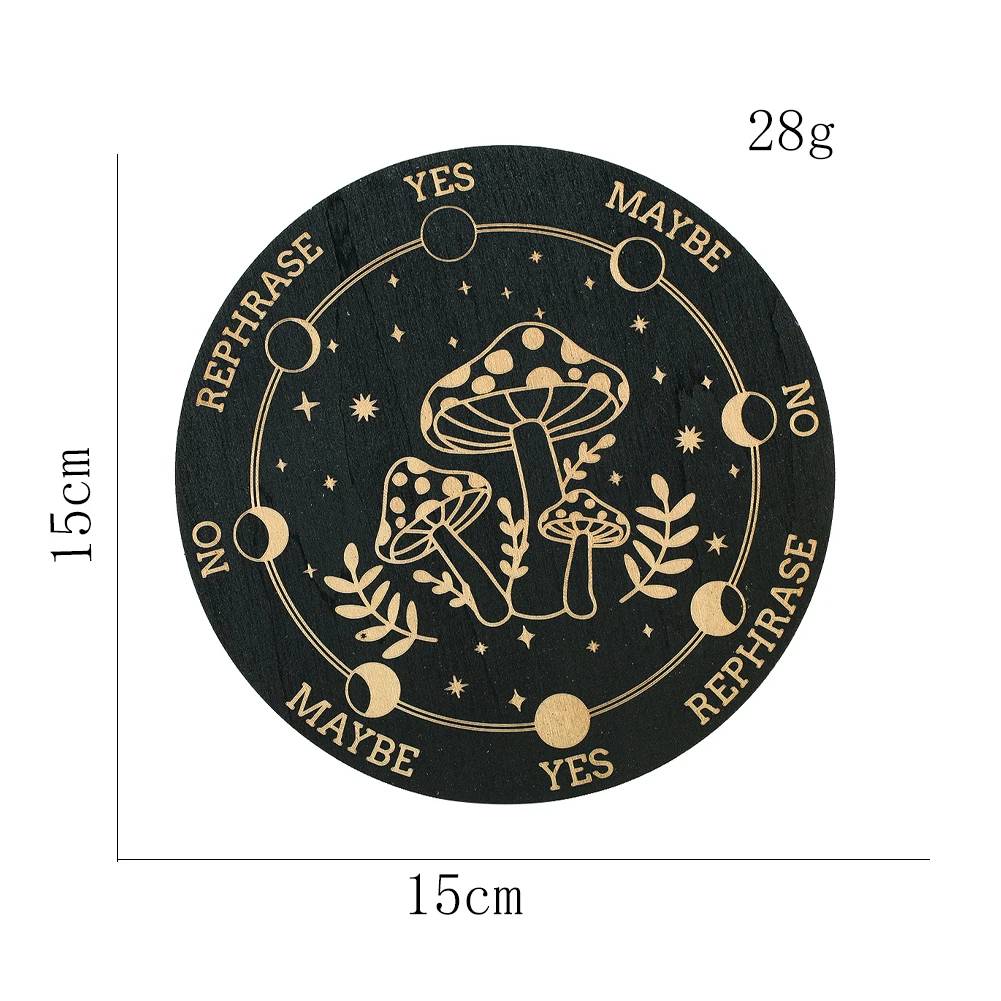 15cm Wooden Divination Tray Cute Mushroom Pattern Crystal Tray Magic Meditation Coasters Metaphysical Message Boards image 6