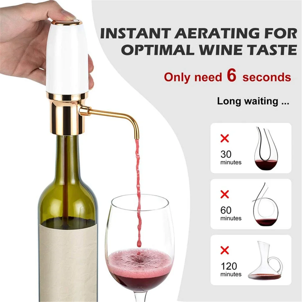 

Automatic Electric Wine Aerator Portable Quick One Touch Wine Decanter Smart Fast Decanting Whisky Dispenser Pump USB Charging