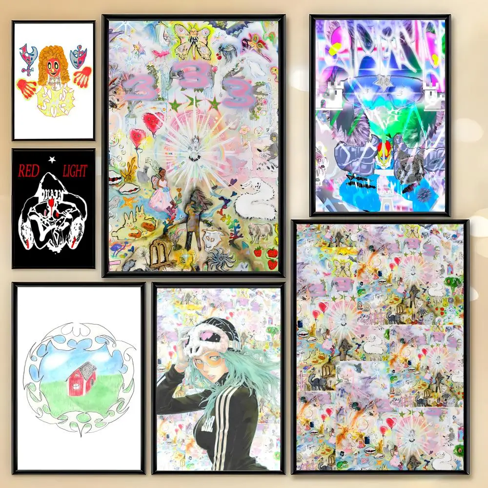 Bladee 333 Drain Gang IceDancer Poster HD Art Sticky Wall Room Decor Home Waterproof Home Living Bar Aesthetic Decoration