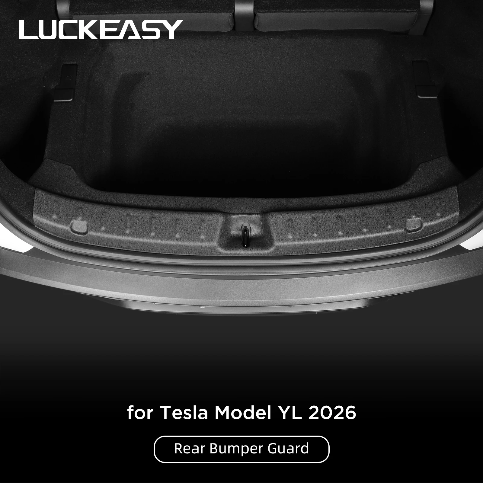 LUCKEASY für Tesla Model Y L 2025 2026 Heckklappen-Schwellenschutzleiste Stoßstangenschutz Innenraumzubehör Kofferraum-Innenschutz