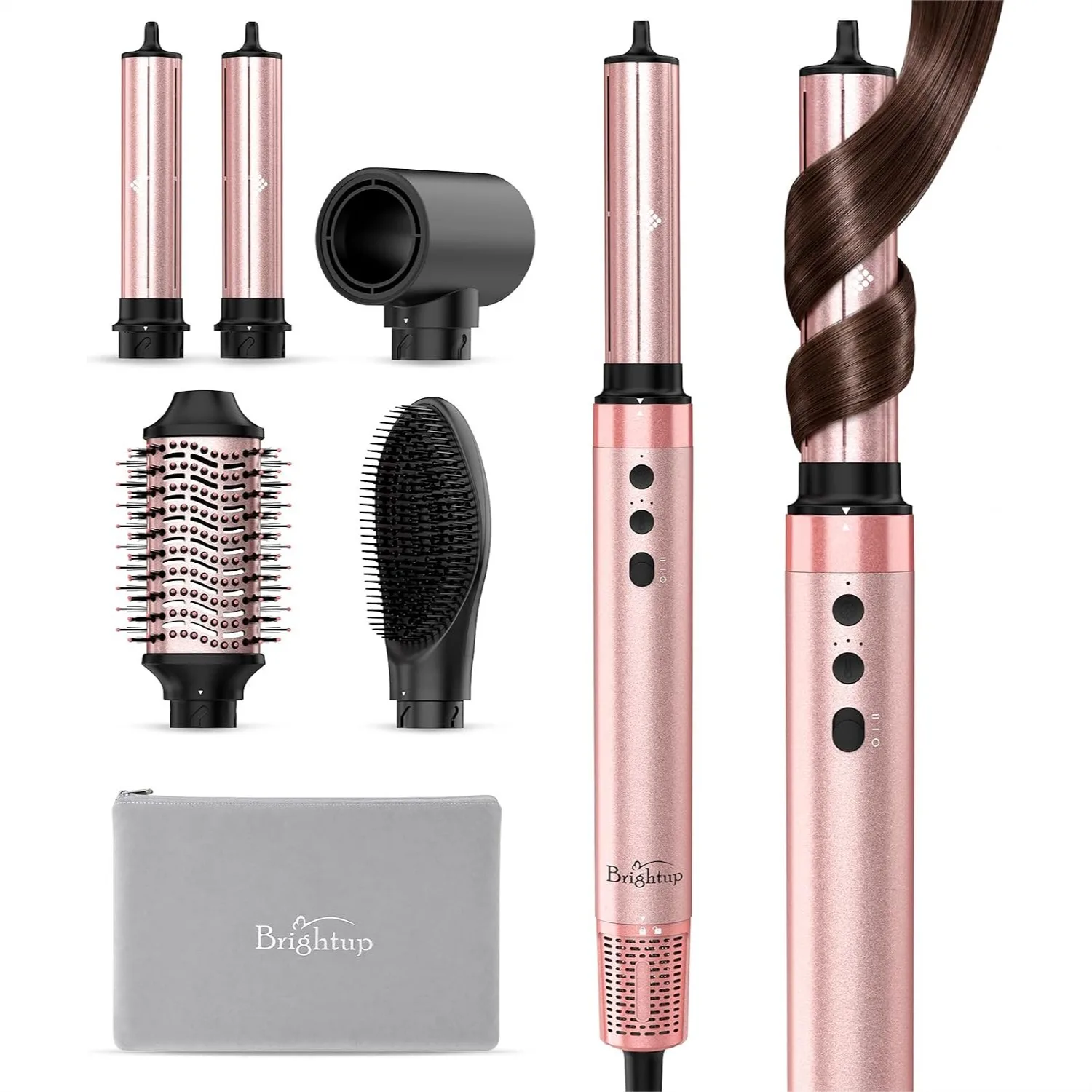 5 in 1 Air Styler Hair Dryer Brush with 1400W High Speed, Automatic Curler, Cool Shot, 800 Million Ions, Travel Bag