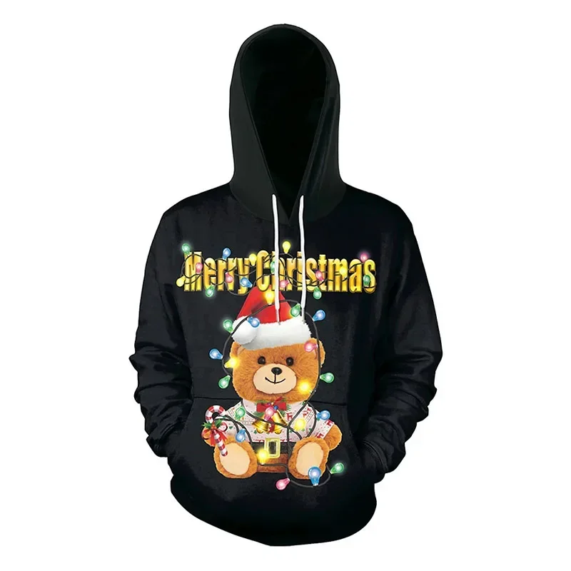 3D Printed Hoodies  Christmas Funny Snowflake Graphic  Ornament Xmas Tree Elk Men Casual Y2k Long Sleeve Pullovers High-quality