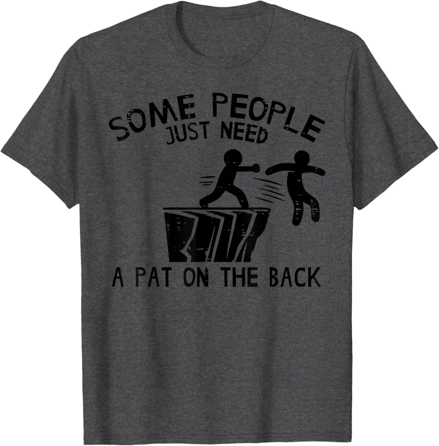 Funny Pat On The Back Stick Figure Graphic Tee Casual Cotton Crew Neck T-Shirt for Men Women Men Women