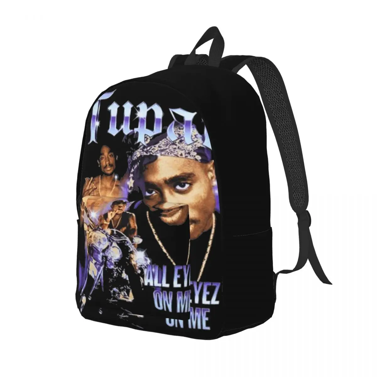 Rapper Tupac 2pac Mochila Esportiva Casual, Laptop Canvas Bags, Mochila Hip Hop Singer para Homens e Mulheres, Caminhadas e Viagens no Ensino Médio