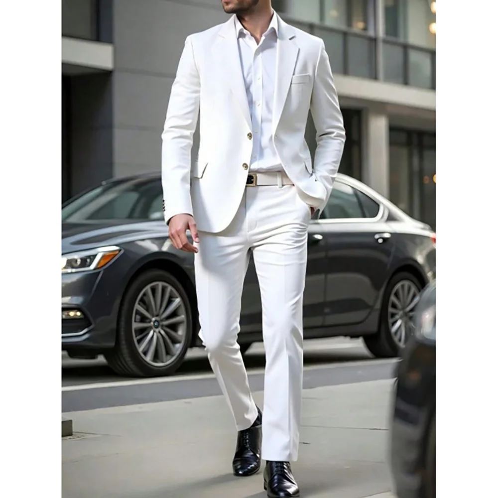 

Single Breasted Peak Lapel Solid Color Men Suit Set Wedding Groom Suits Slim Fit Banquet Custom Tuxedo