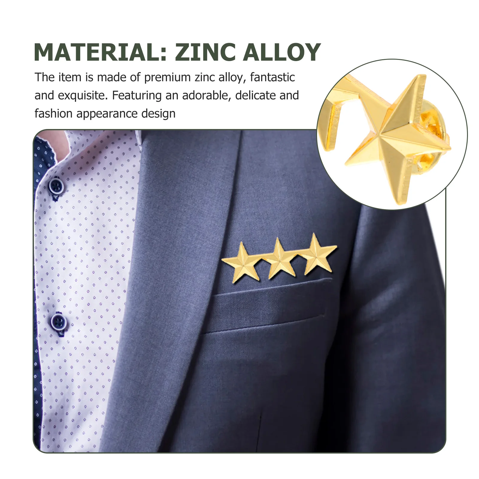 

12pcs Star Shape Badges Elegant Metal For Clothes Hat Party Costume Decorations Independence Day Breastpins Zinc Alloy