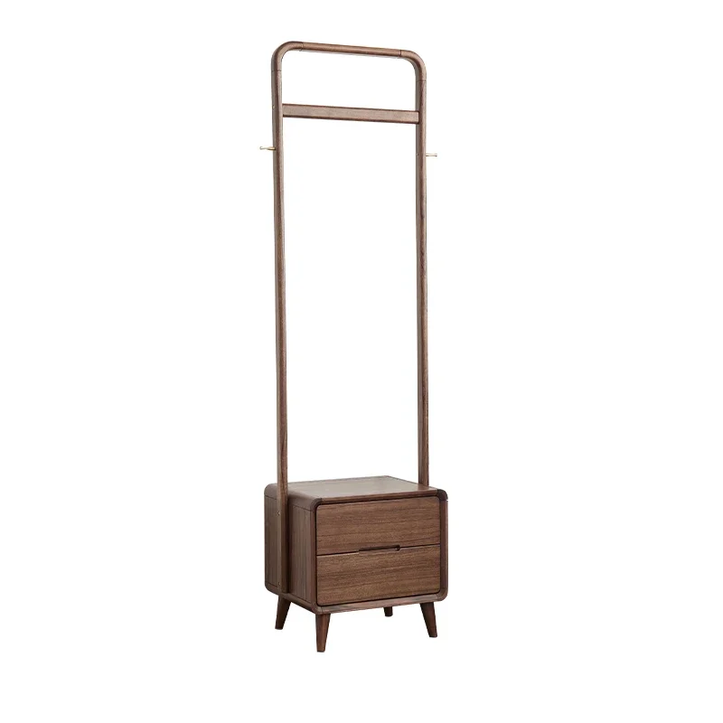 Contemporary Solid Walnut Side Table with Drawers Large Capacity Anti-Scratch Non-Toxic Material Stable Base for Kids Bedroom