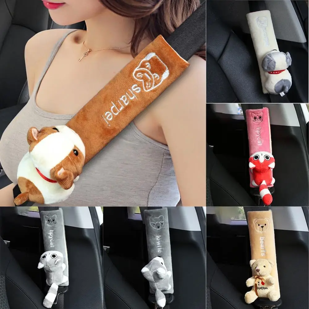 غطاء حزام مقعد السيارة الكرتوني العالمي ، وسادة الكتف ، الفانيلا الدافئة ، وسادة مقعد داخلية متينة ، حماية سلامة للبالغين والأطفال