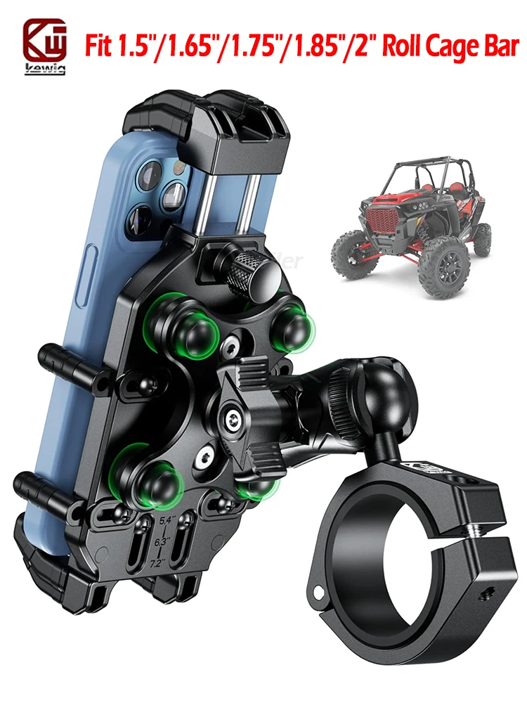 

Shockproof UTV Phone Holder,Adjustable Heavy Duty Fit 1.5''/1.65''/1.75''/1.85''/2'' Roll Cage Bar,for 5.4-7.2'' Phones