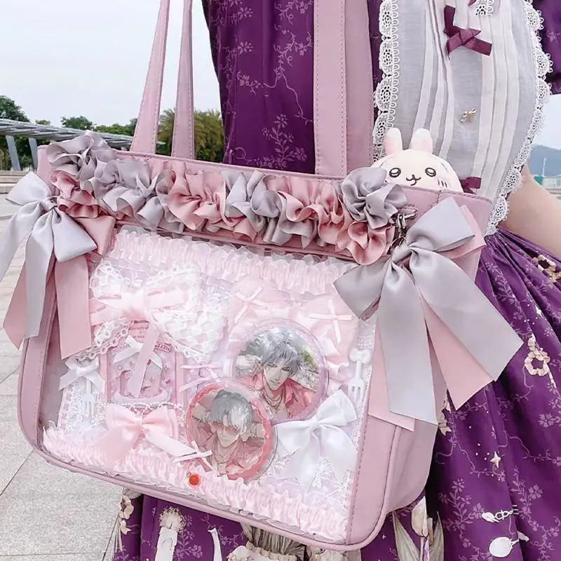 

Ribbon Bowknot DIY Pain Bag Pendant Y2k Ita Bag Handmade Chain Accessories Detachable Japanese Pleated Hanging Bag Charms