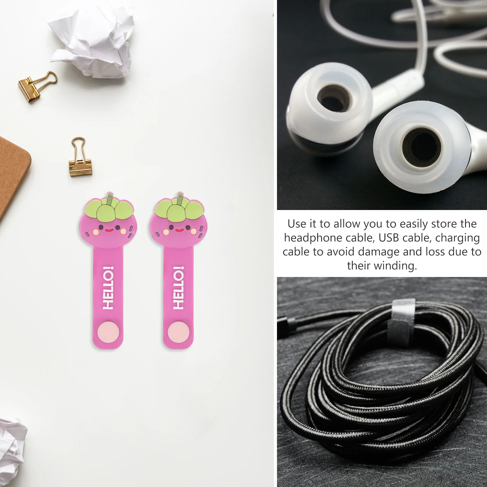 

4pcs Cable Ties PVC Storage Buckle Organizer Fastener Management Straps Wraps Reusable Cord Travel Compact Size Flexible