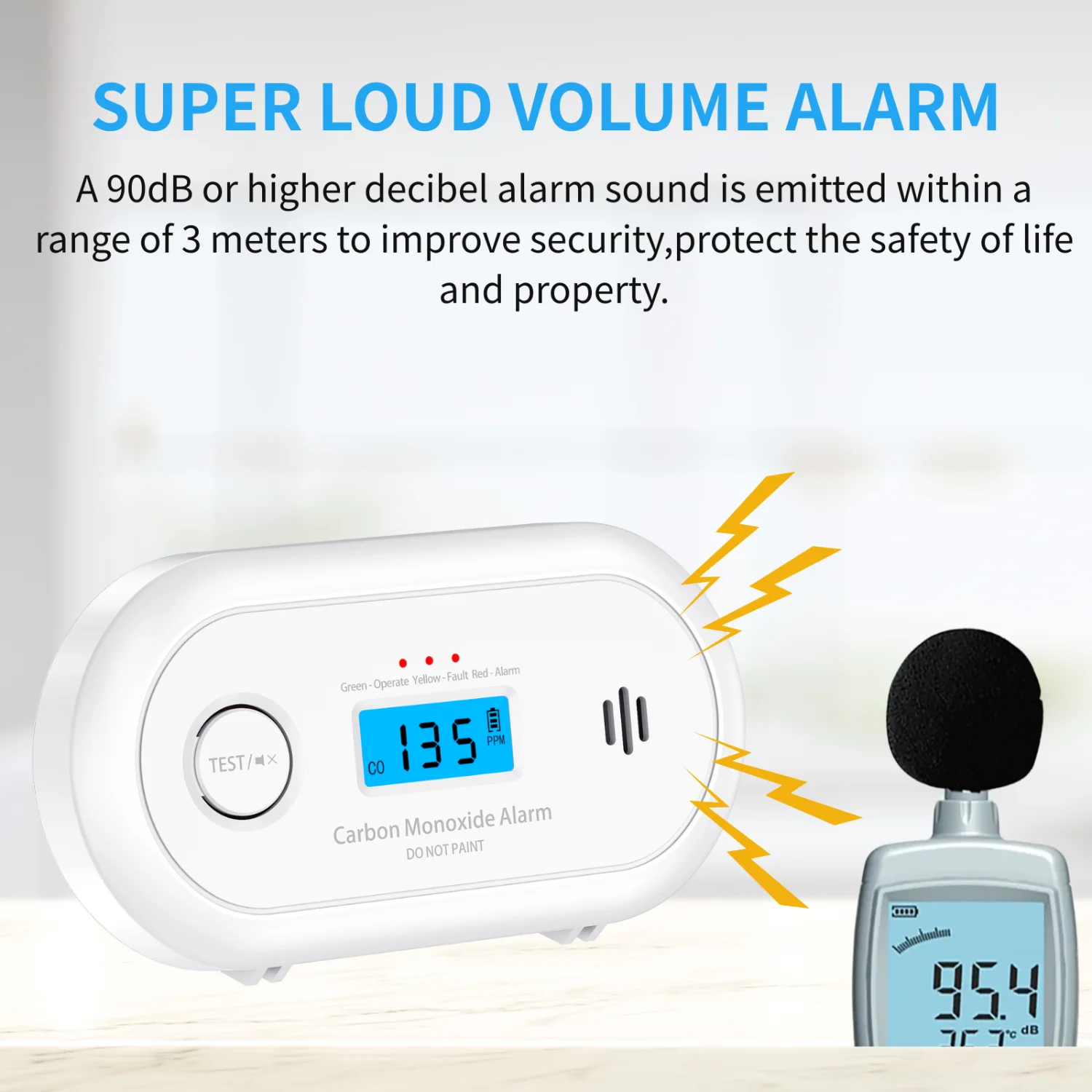 V-COME Wi-Fi Smart CO Detector with Tuya APP Control, WiFi Carbon Monoxide Alarm with long-life Li-Battery, EN50291/CE
