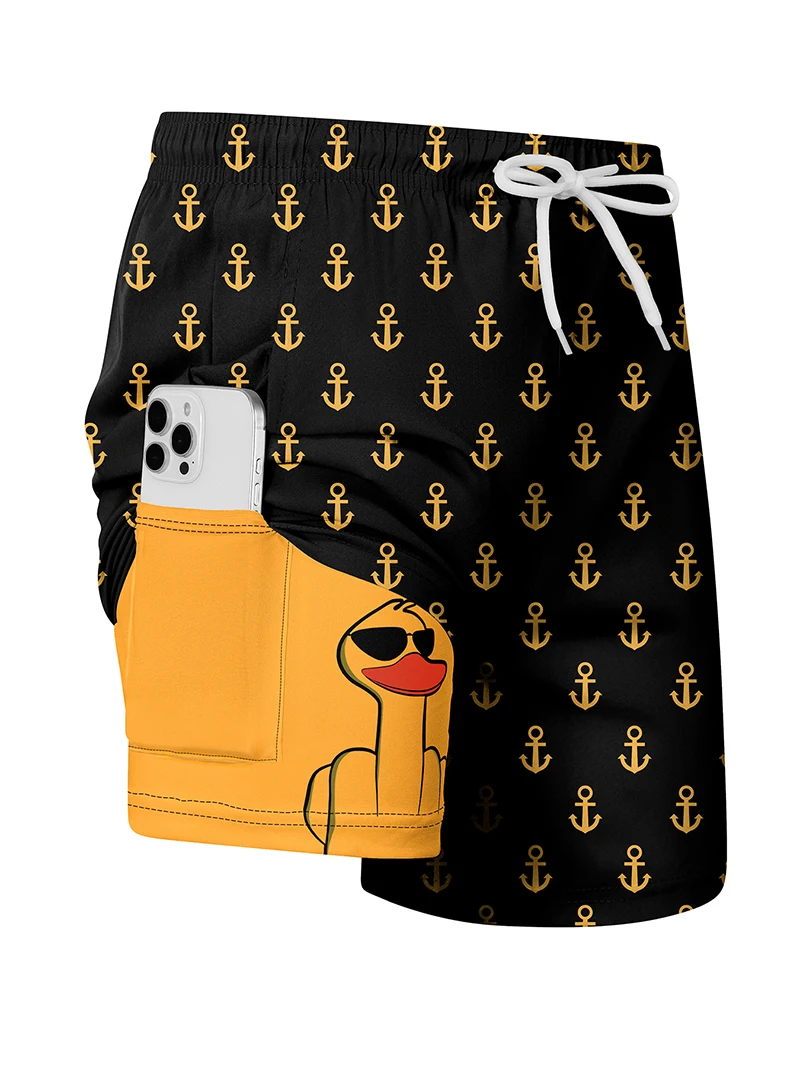 3D Print 2 in 1 Mens Swim Trunks Summer Quick Dry Beach Shorts with Phone Pocket Swimwear Swimsuit Bathing Suit  Board Shorts image 5
