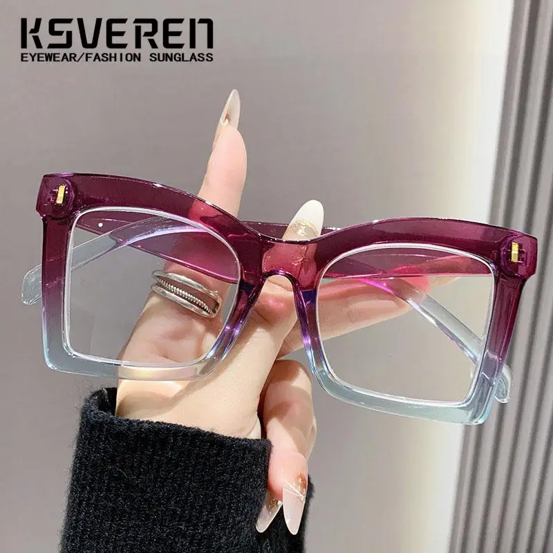 여성용 캣츠아이 블루라이트 차단 독서 안경 오버사이즈 프레임 노안 안경 처방 안경 광학 안경 +8.0까지