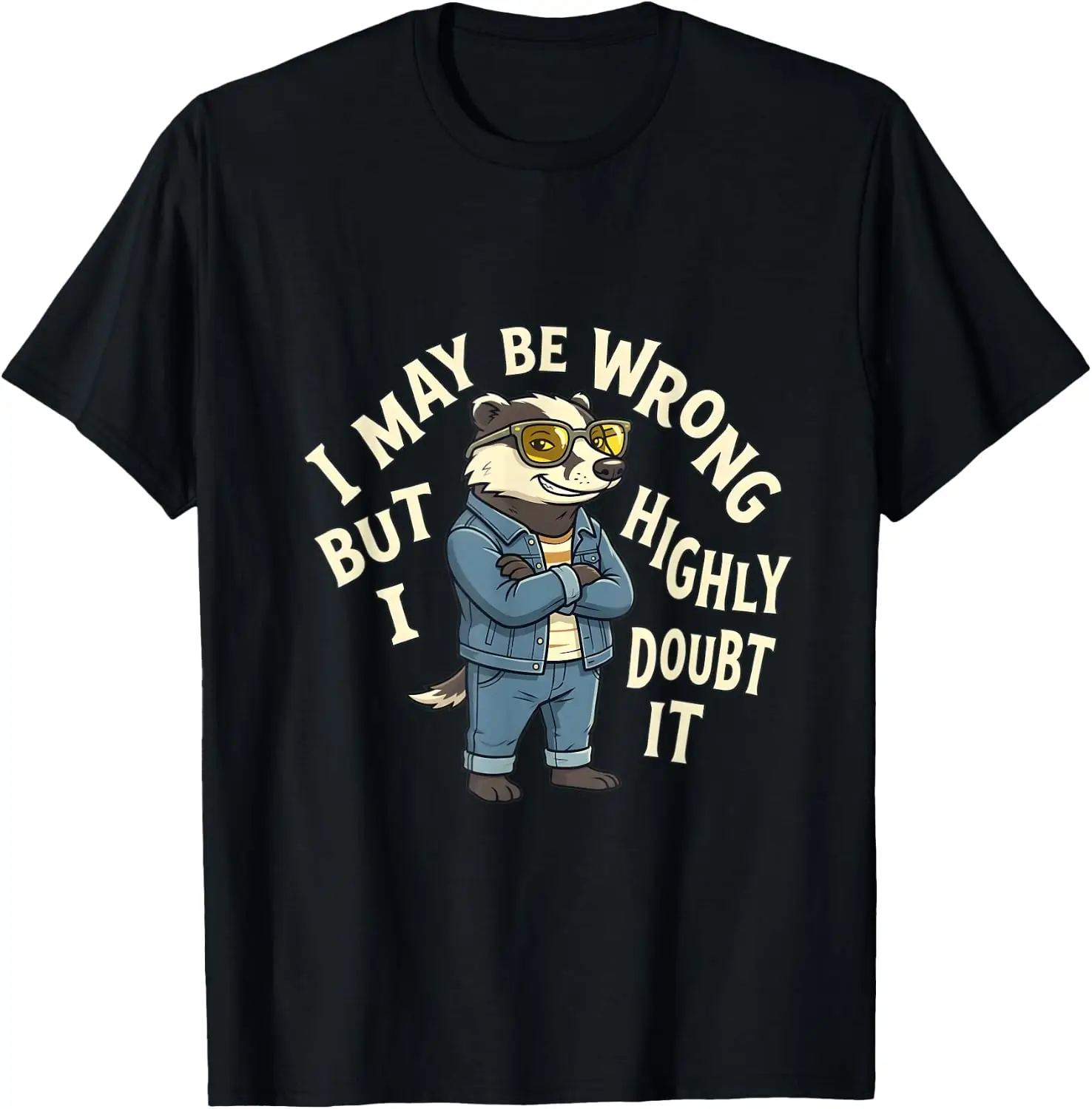 May Be Wrong But I Highly Doubt It Funny Retro T-Shirt Men Vintage Graphic T‑Shirt, Casual Crew Neck Short Sleeve Retro Art Print Tee, Classic Distressed Style Printed Top