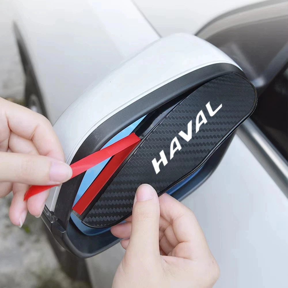 Car Rear View Mirror Rain Visor Carbon Fiber Pattern for Haval H6 Jolion Dargo H9 M6 F7 H2 Rain‑Proof Shield Deflector Guard