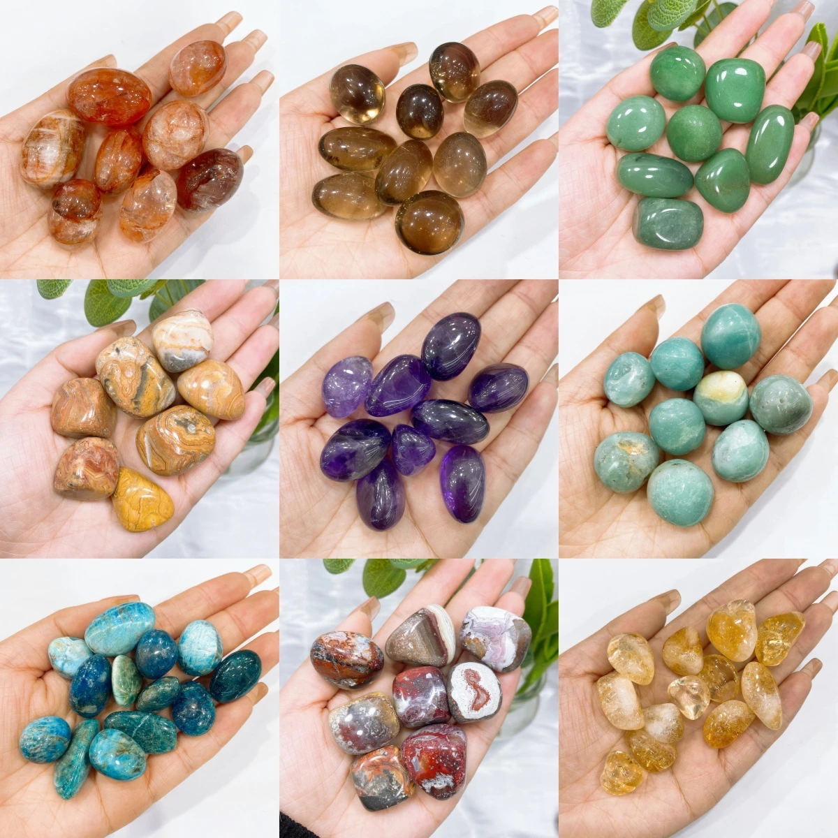 

Natural Crystal Palm Stone Polished Quartz Tumbled Stone Large particles Mineral Gravel Healing Home Fish tank Decorative stone