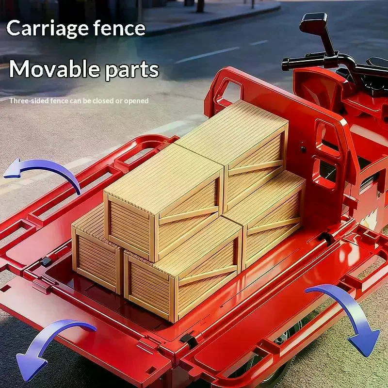 

Simulation Tricycle Toy Model Inertia Driving Courier Car Realistic Pull Truck Diecast Toys Kids Pull Back Motorcycle Boy Gift