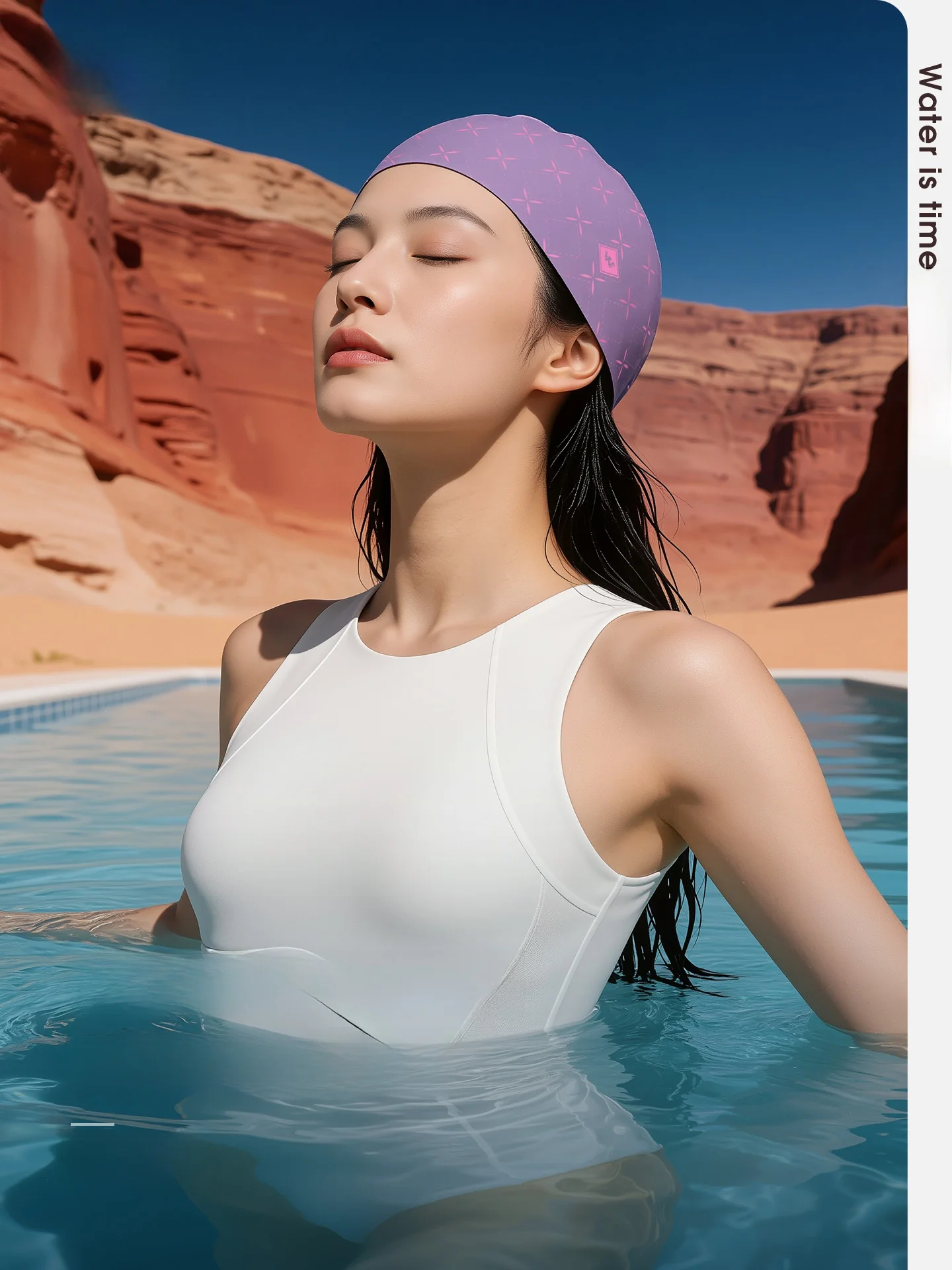 watertime-スイミングキャップ-レディース-シリコン-ノータイ-ワイドヘッドサイズ-ロングヘア専用-高級感-防水スイムキャップ