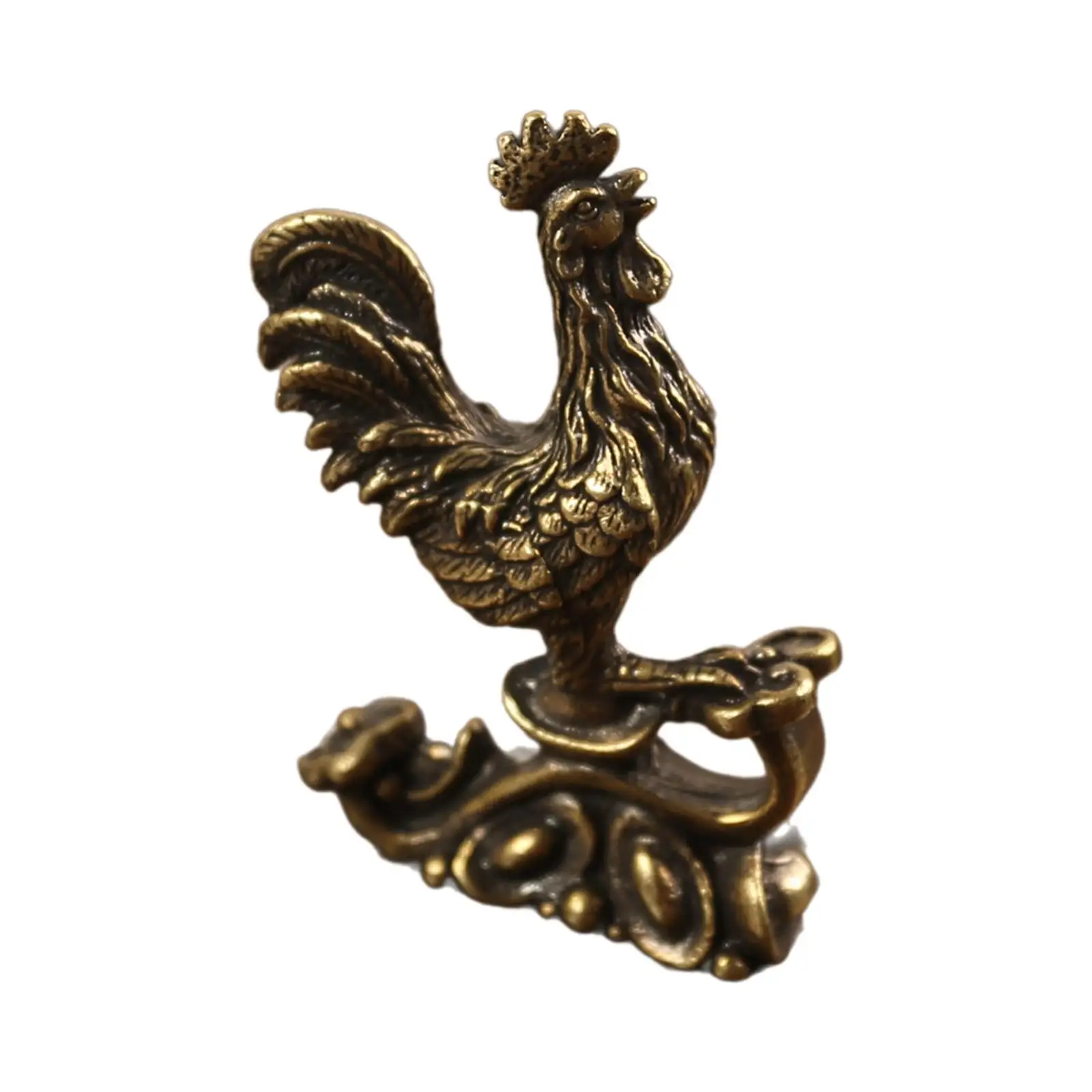 Chicken Figurine Desktop Ornament Copper Home Decor Luck Rooster Statue for Housewarming Hotel Party New Year Anniversaries