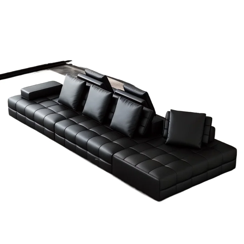 Italian minimalist double-sided Lawrence leather sofa, modern minimalist villa horizontal hall mobile module combination