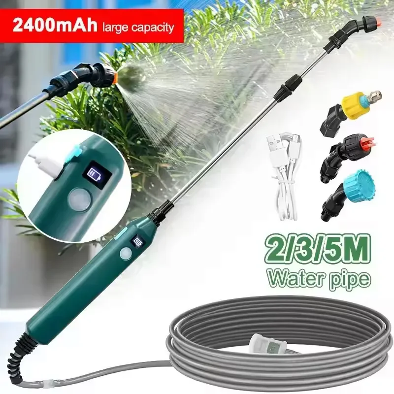 

2400mAh Portable Electric Sprayer Wand Irrigation Tool 3 Mist Nozzles Plant High-Pressure Sprinkler Watering Garden Irrigation