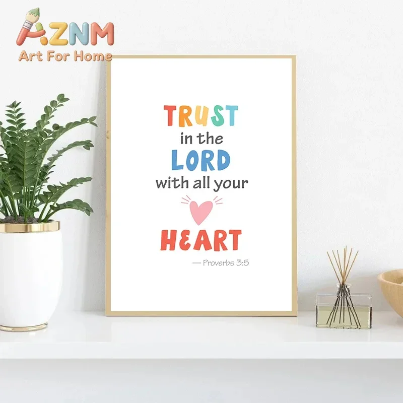 Kids Bible Verse Scripture Posters Prints Canvas Painting Christian Education Wall Art Picture Church Sunday School Home Decor