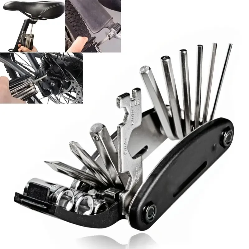 

16 In 1 Multifunctional Bicycle Repair Tools Compact Portable Hex Nut Wrench Tire Fix Tools