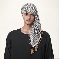 Bliski Wschód arabski hidżab w paski frędzle chustka z pałąkiem na głowę muzułmański hidżab dubaj islam turban 2024 hidżab Bonnet 115*115cm