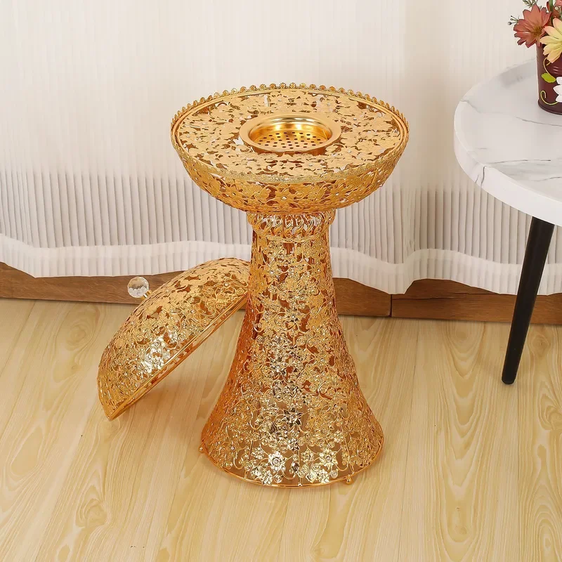 Vintage Incense Burner with Lid European Light Luxury Home Decor Rounded Corner Aromatherapy Holder Classic Ornament for