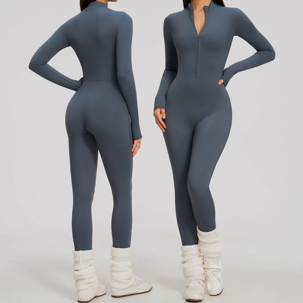New Winter Autumn Women One-piece Yoga Jumpsuit leggings Long-sleeved Warm Ski Overalls Outerwear High Elastic Cycling Bodysuit