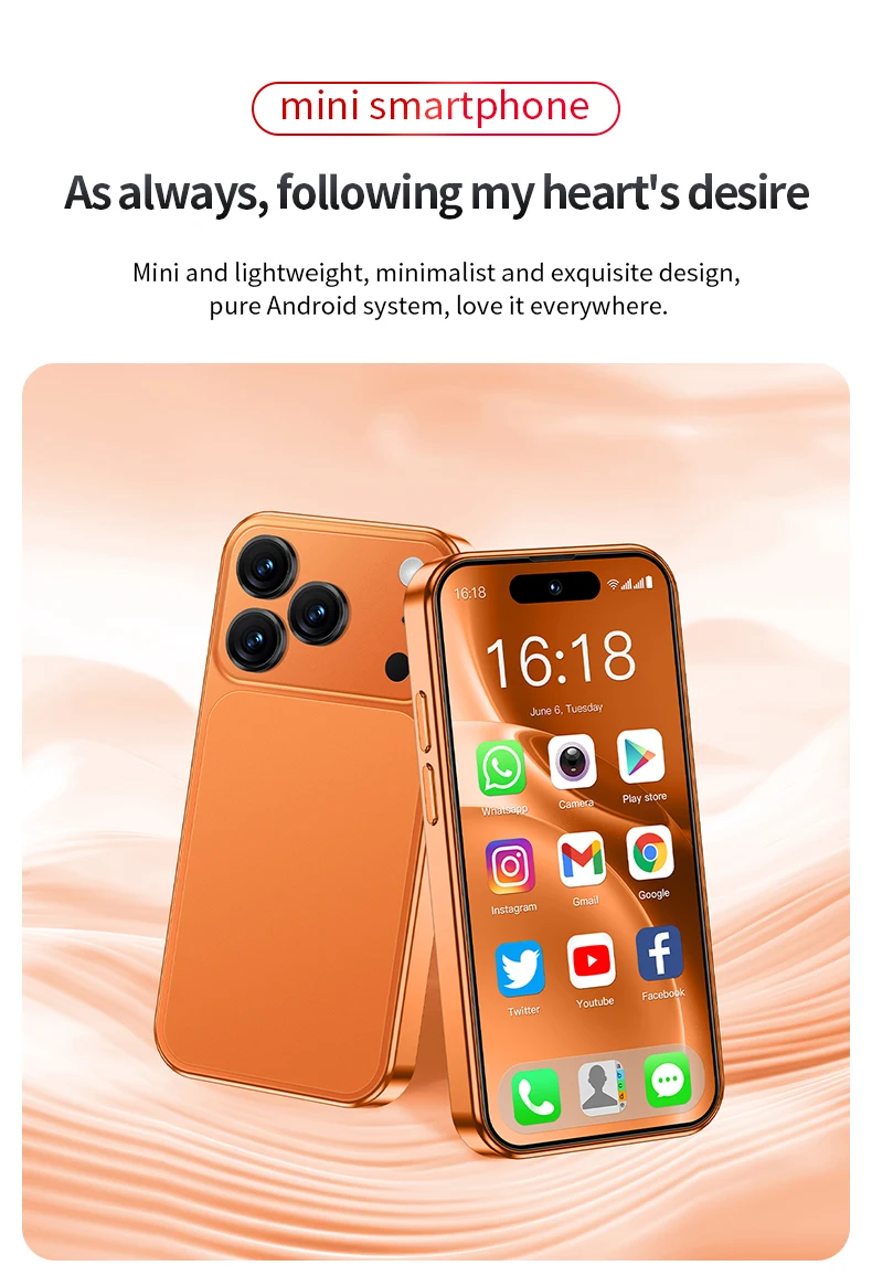 SERVO KING9600 Mini Android 15 Mobile Phone 4G 8GB RAM 128GB ROM Dual SIM Face Unlock WiFi GPS OTG Pocket Cellphone Play Store