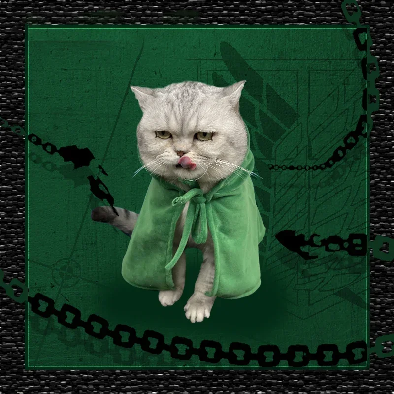 Pet Clothes Anime Attack on Titan Cosplay Costume Investigation Team Cat Cloak Dog Cosplay Outfits Halloween Suit Custom Made