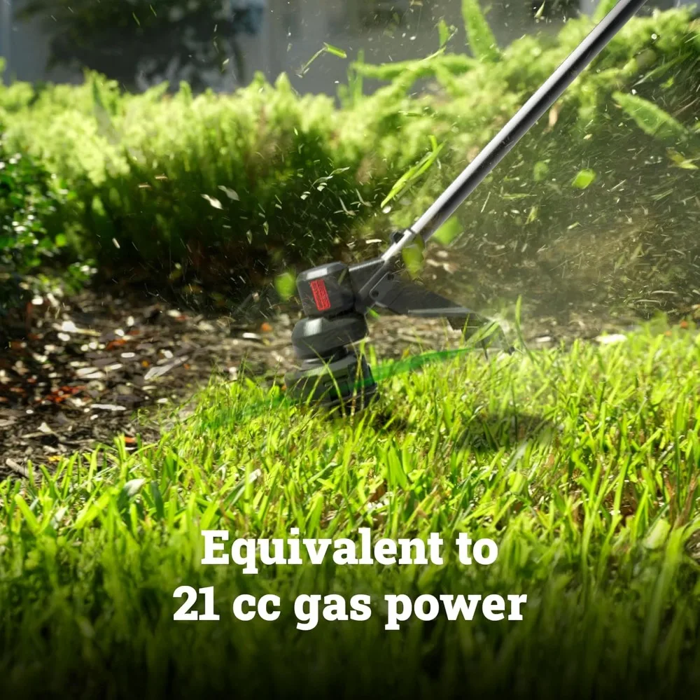 ماكينة تشذيب الأعشاب اللاسلكية WORX 20 فولت، ماكينة تشذيب الأعشاب مقاس 13-15 بوصة مع محرك بدون فرش، طاقة مكافئة للغاز، إعادة تحميل سريع للخط