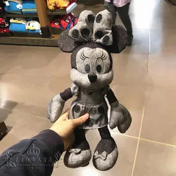 Disney Movie Limited edition black and white Minnie gray polka dot cartoon cute figure Stuffed Plush Toy Dolls