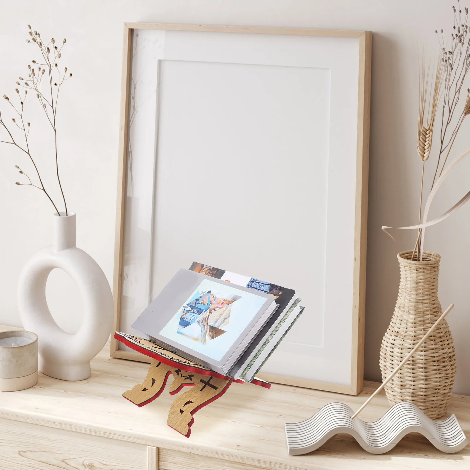 

Reading Stand for Quran Book Holder Premium Density Board Chanting Rack for Temple Home School Use Detachable Elegant Design