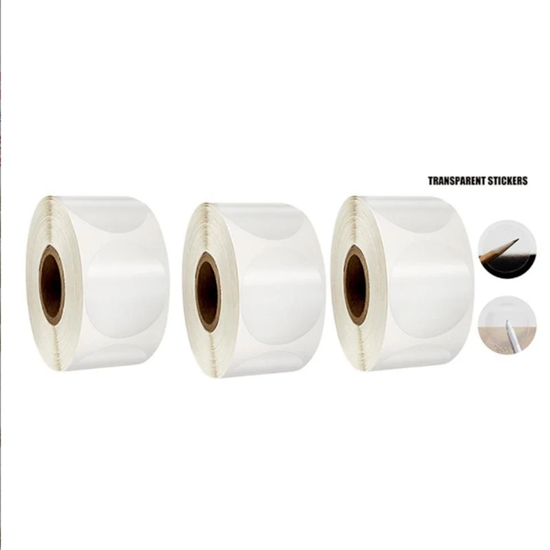 A34M-Transparante Afdichting Sticker PVC Plastic Ronde Sticker Label Handgemaakte Pakket Nieuwe Afdichting Sticker 500 Stuks Per Rol 3Roll