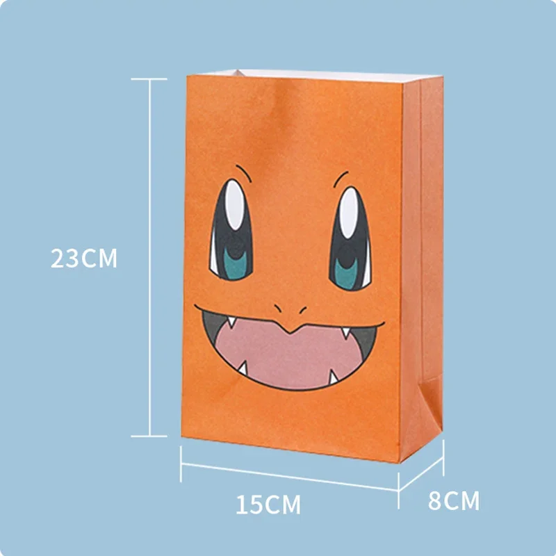 10pcs New Pikachu Pokemon Charmander Birthday Party Decor Candy Gift Bag Snack Paper Cartoon Gift Supplies