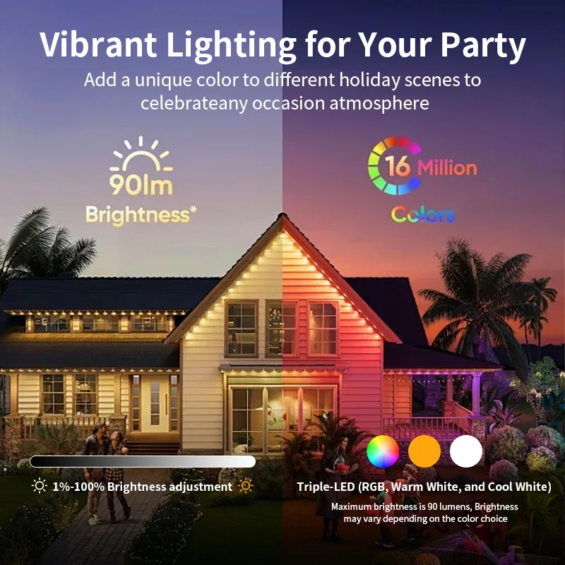 Picture 3: Smart Outdoor Eaves Light Supports Scheduled Stepless Dimming DlY Lighting Effects Christmas Lights For New year's Decorations