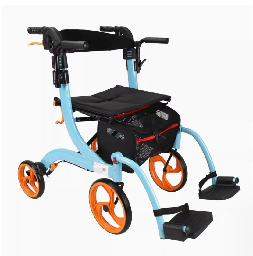 Hot sale aluminum lightweight foldable 4 wheel rollator walker for disabled