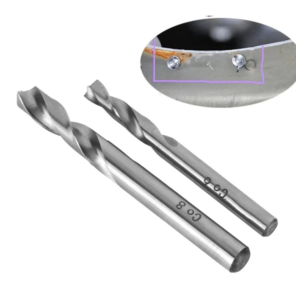 2 Pcs HSSCO Spot Weld Drill Bit 6mm 8mm High Speed Steel Cobalt Spot Welding Remover Tool Spiral Flute Abrasion Resistance