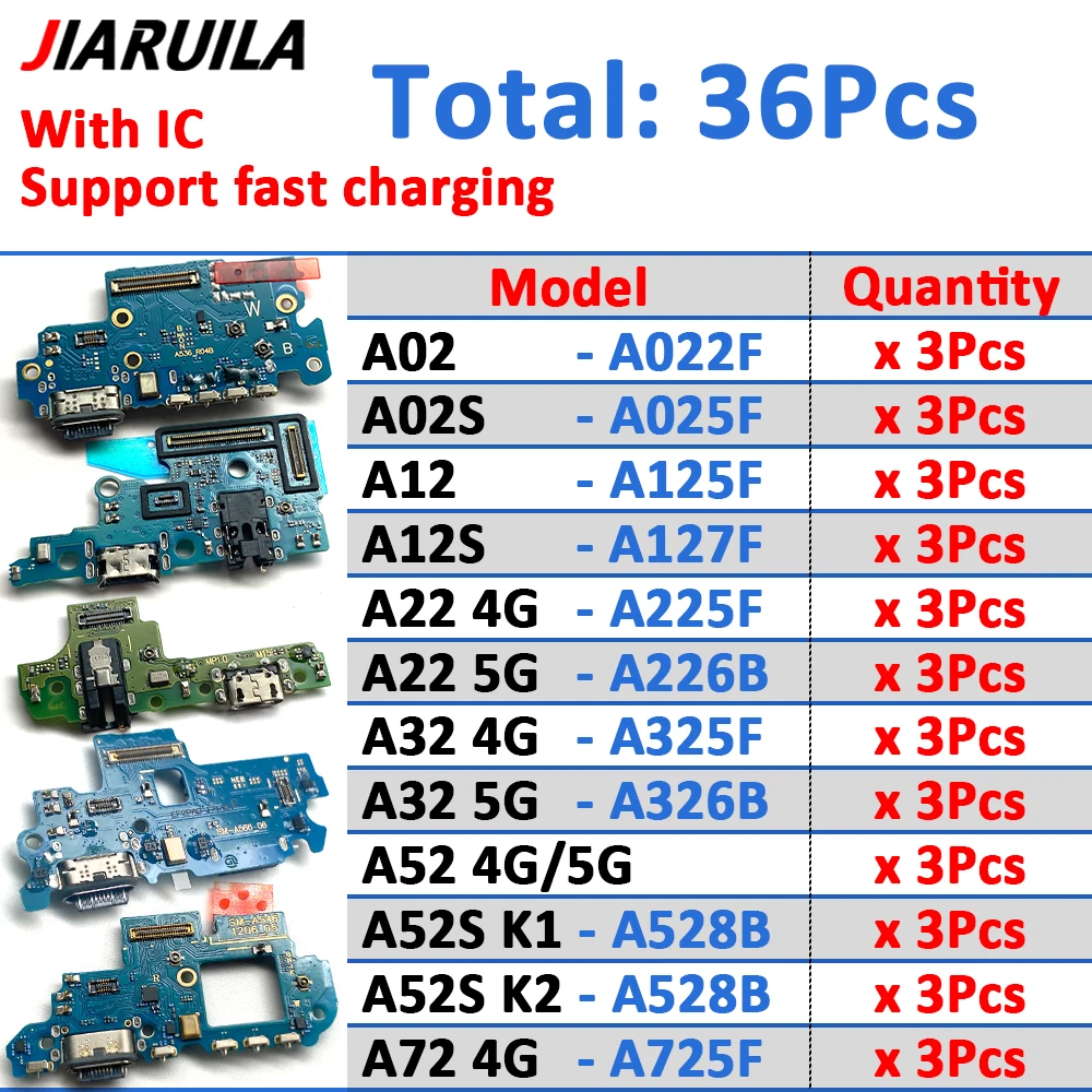 15Pcs to 36Pcs, USB Charging Port Charger Dock Connector Board Flex Cable For Samsung A10S A70 A50 A71 A32 A54 A55 A53 A07 A16