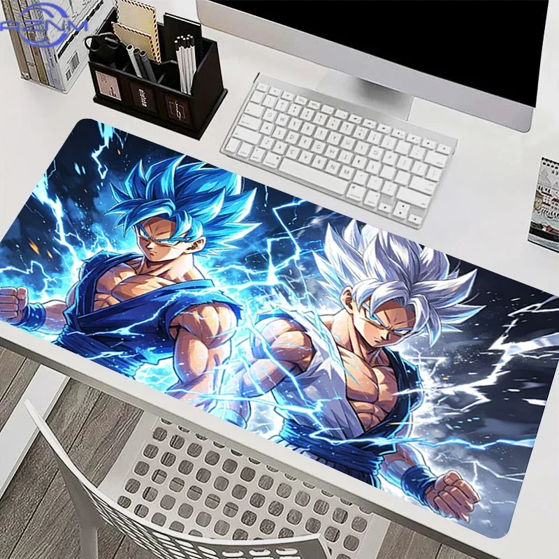 Blue Lightning Anime Fighter Character Art Mouse Pad, Rubber Non-Slip Base, Smooth Fabric Gaming Desk Mat for Desktop Gaming and