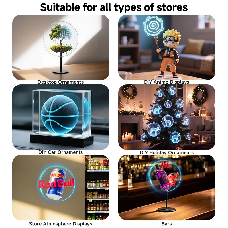 Desktop Mini 3D Hologram Fan Small Size 11CM-32CM High Definition LED Display Screen Advertising Screens Signage Digital