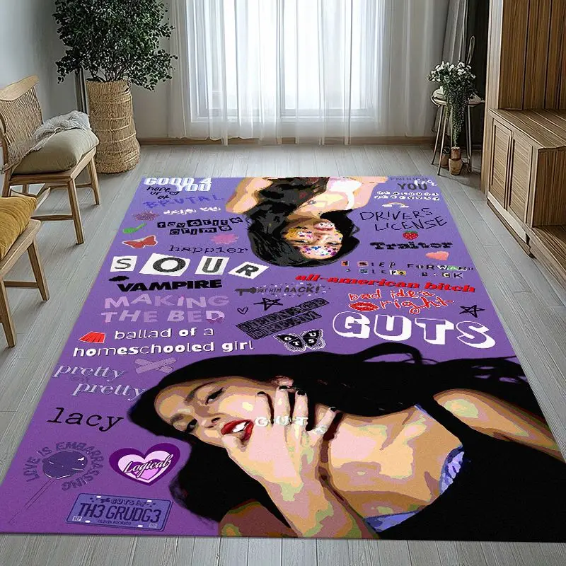 Alfombra Antideslizante para Sala de Estar SOUR GUTS de Olivia Rodrigo, Alfombra Suave para Dormitorio, Sala de Juegos Infantil, Sofá, Decoración del Hogar, Tapete