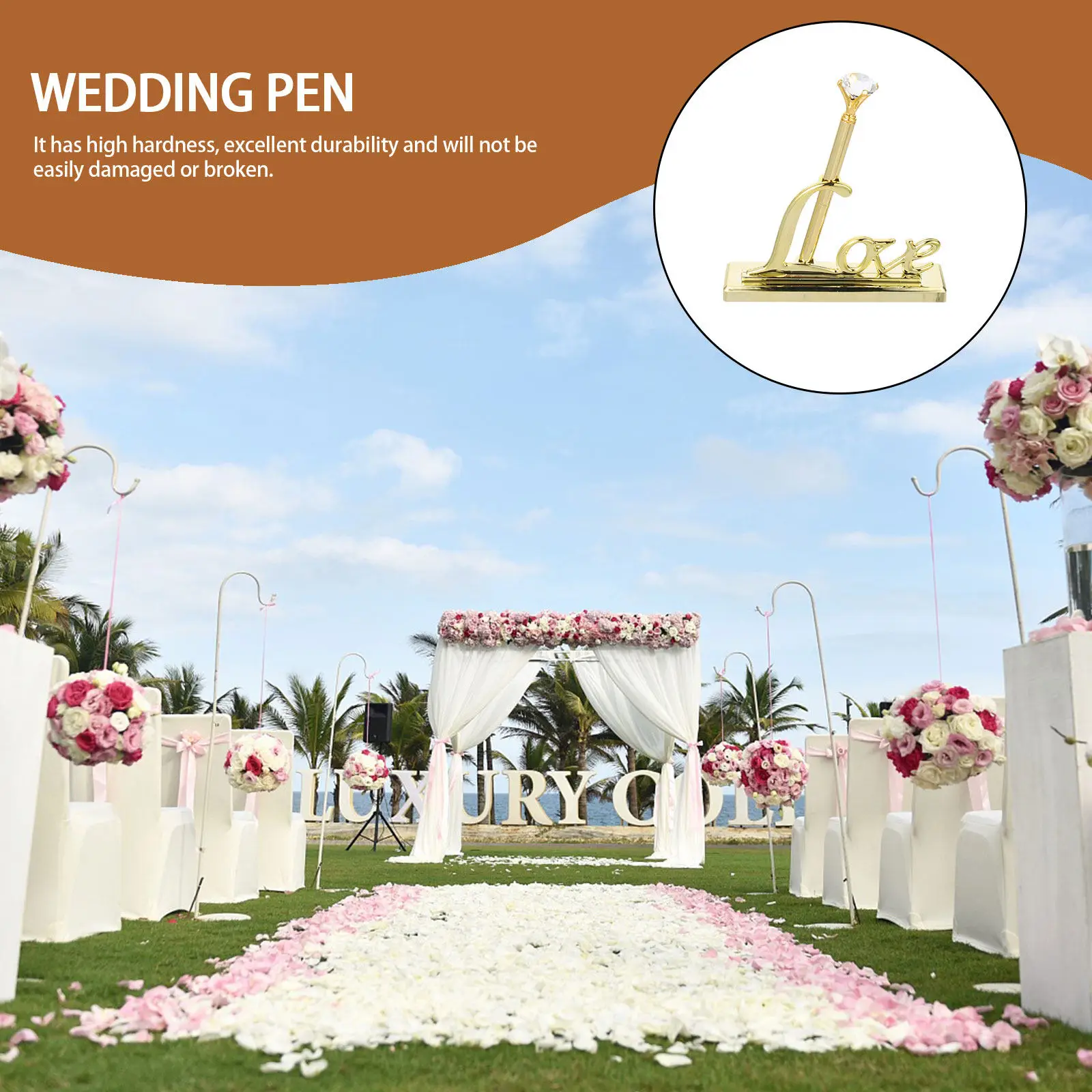 

Wedding Signature Pen Elegant ABS Plastic Decorative Guest Book Signing Pen for Banquet Party Anniversary Birthday Tabletop Desk
